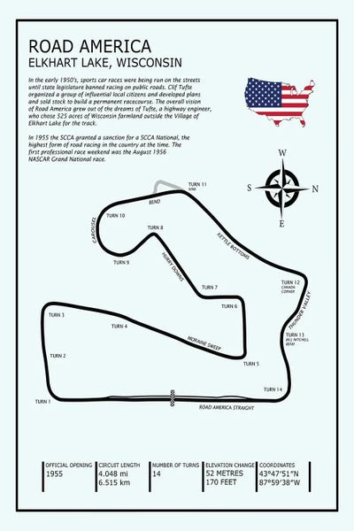 Large Map Art - Canvas Prints: Road America by Mark Rogan