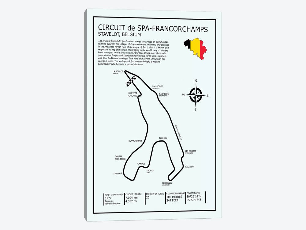 Spa-francorchamps Circuit by Mark Rogan 1-piece Canvas Print