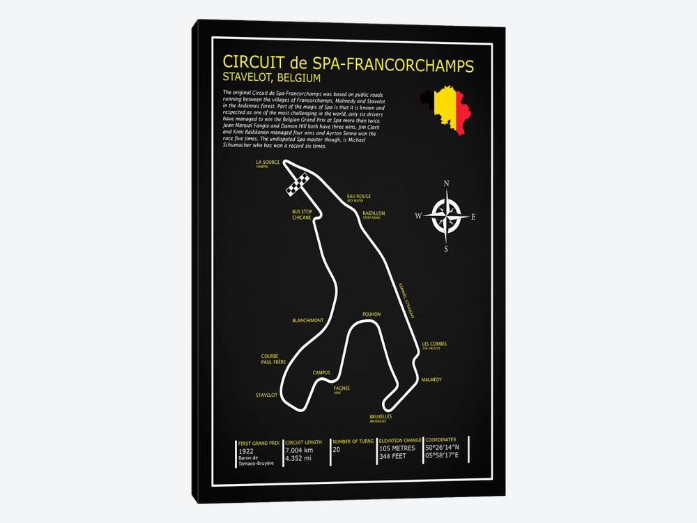 Spa-francorchamps Circuit BL by Mark Rogan 1-piece Canvas Art