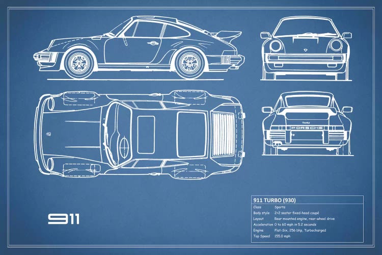 1977 Porsche 911 Turbo (930) (Blue)