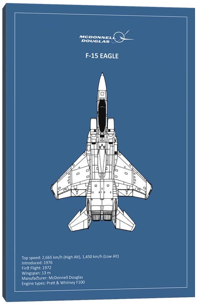 BP F15 Eagle  Canvas Art Print - Aviation Blueprints