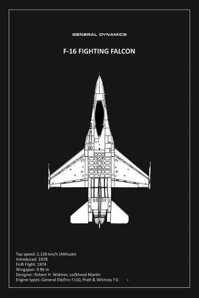 Aviation Blueprints: BP F-16 Fighting Falcon Black  by Mark Rogan