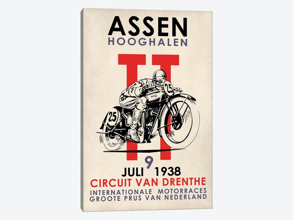 Assen TT Motorcycle Races 1938 by Mark Rogan 1-piece Art Print