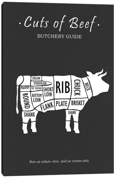 Butchery Beef Canvas Art Print - Cooking & Baking Art