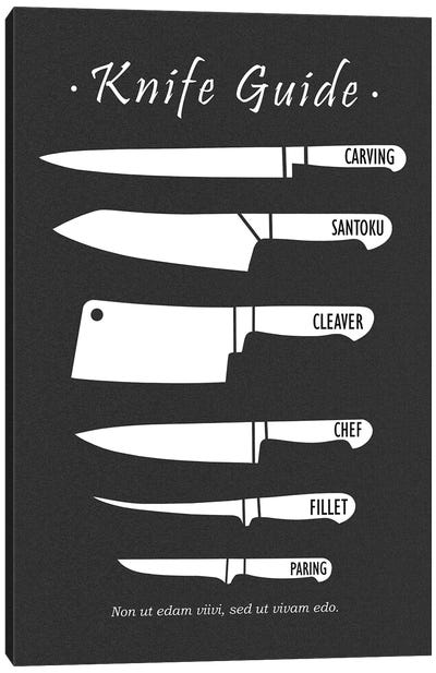 Butchery Knives Canvas Art Print - Minimalist Kitchen Art