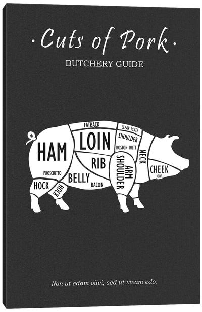 Butchery Pork Canvas Art Print - Pig Art
