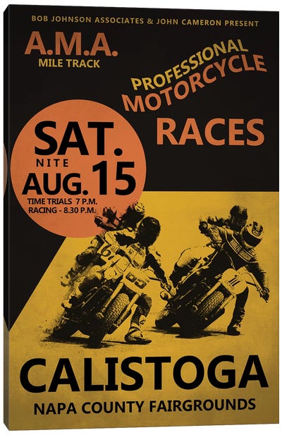 Calistoga Motorcycle Races Canvas Art Print - Vintage Posters