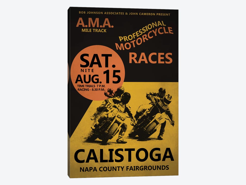 Calistoga Motorcycle Races by Mark Rogan 1-piece Canvas Print