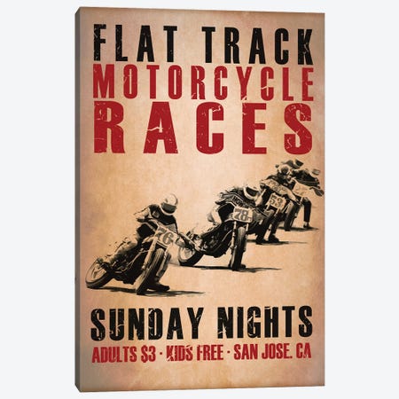 Flat Track Racers Canvas Print #RGN798} by Mark Rogan Canvas Artwork