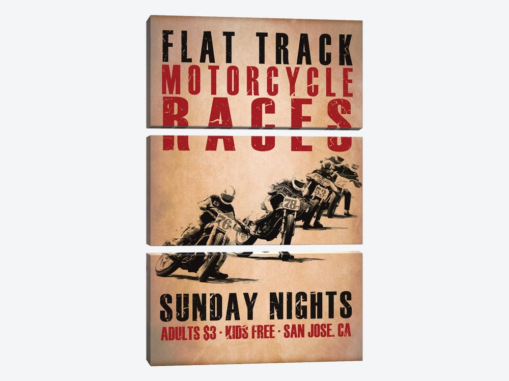 Flat Track Racers by Mark Rogan 3-piece Art Print