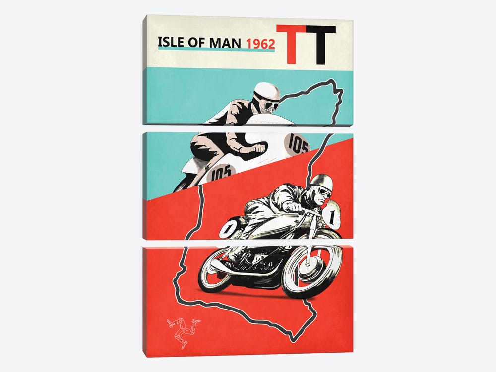 Isle Of Man TT 1962 by Mark Rogan 3-piece Canvas Artwork