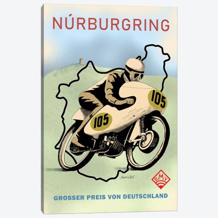 Nurburgring Motor Racing 1949 Canvas Print #RGN807} by Mark Rogan Art Print
