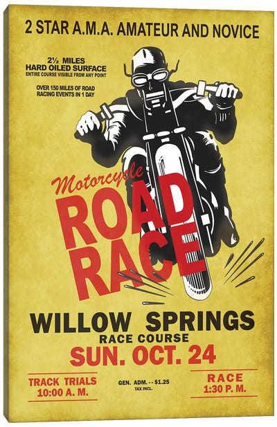 Willow Springs Road Race Canvas Art Print - Auto Racing Art