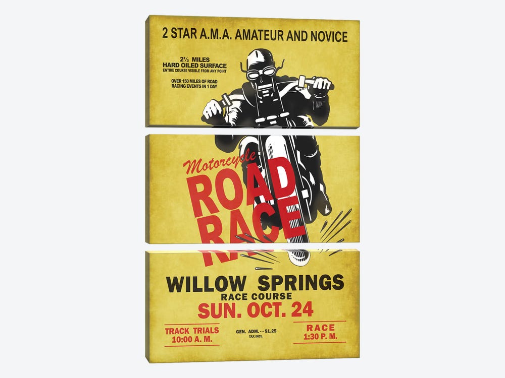 Willow Springs Road Race by Mark Rogan 3-piece Art Print