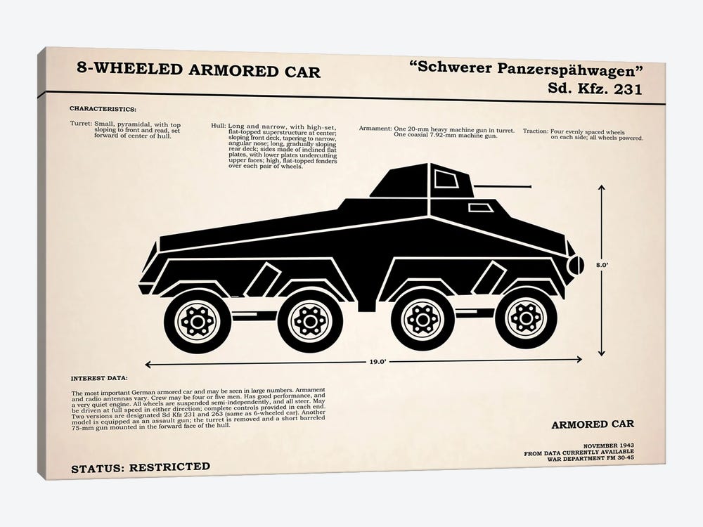 8 Wheeled Armored Car by Mark Rogan 1-piece Art Print