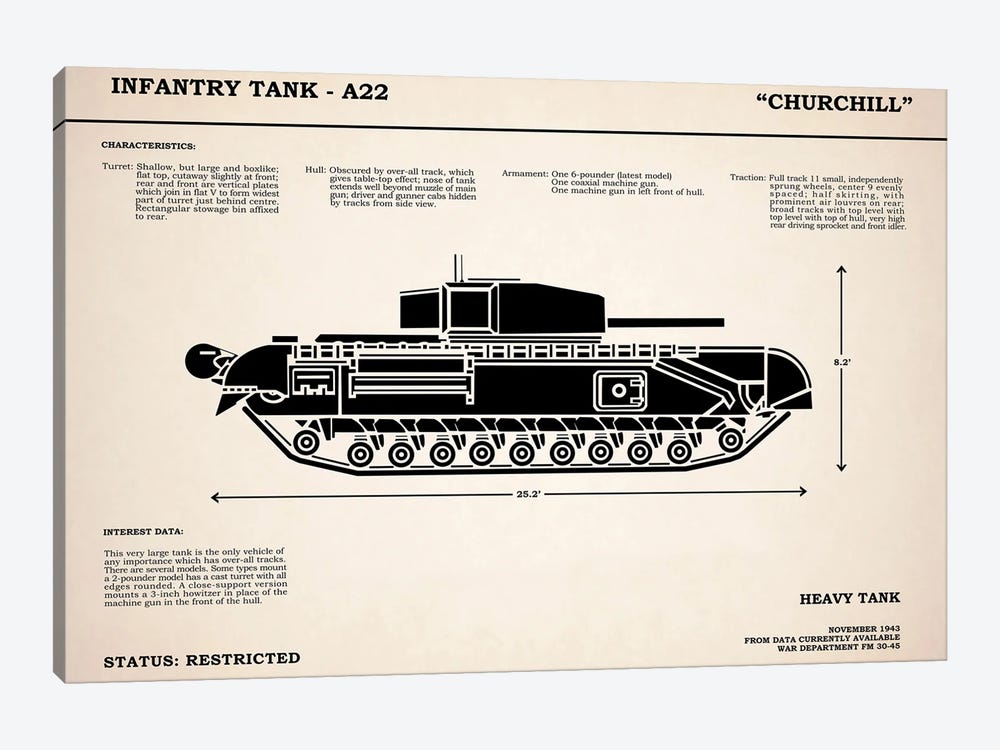 Churchill A22 Tank by Mark Rogan 1-piece Canvas Artwork
