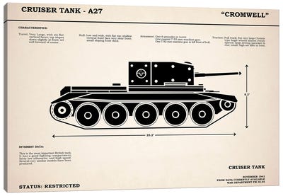 Cromwell A27 Tank Canvas Art Print - Military Vehicle Art