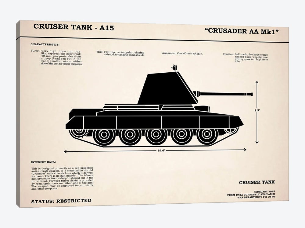 Crusader A15 Tank by Mark Rogan 1-piece Canvas Artwork