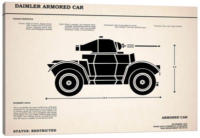 Daimler Armored Car Canvas Art Print - Military Vehicle Art