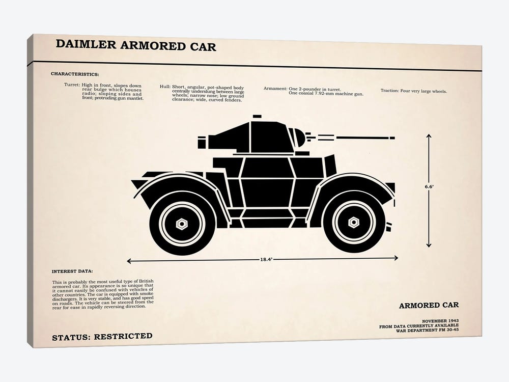 Daimler Armored Car by Mark Rogan 1-piece Canvas Print