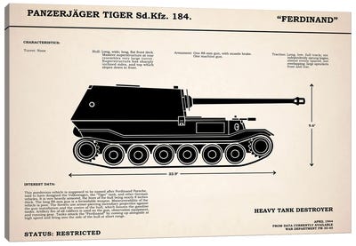 Ferdinand Tank Destroyer Canvas Art Print - Military Vehicle Art