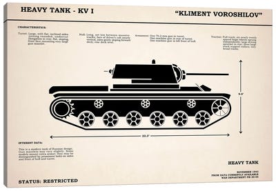 KV1 Heavy Tank Canvas Art Print - Military Vehicle Art