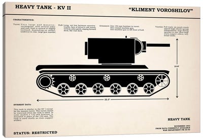 KV2 Heavy Tank Canvas Art Print - Military Vehicle Art