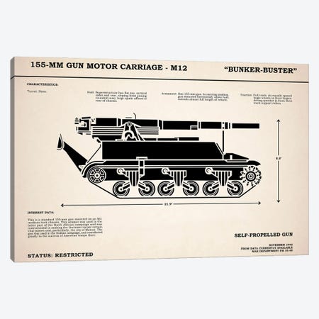 M12 Gun Carriage 155mm Canvas Print #RGN840} by Mark Rogan Canvas Art