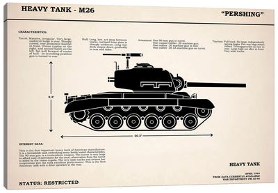 M26 Pershing Tank Canvas Art Print - Mark Rogan