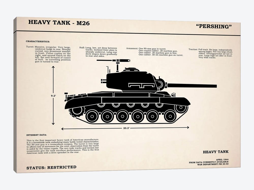 M26 Pershing Tank by Mark Rogan 1-piece Art Print