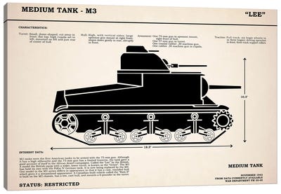 M3 Lee Tank Canvas Art Print - Military Vehicle Art
