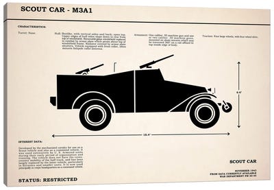 M3A1 ScoutCar Canvas Art Print - Military Vehicle Art