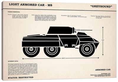 M8 Armored Car Greyhound Canvas Art Print - Military Vehicle Art