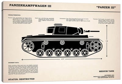 Panzer III Tank Canvas Art Print - Military Vehicle Art