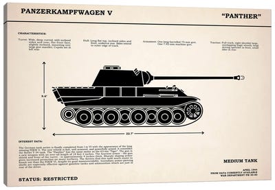 Panzer V Panther Tank Canvas Art Print - Military Vehicle Art