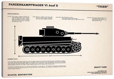 Tiger Tank Canvas Art Print - Military Vehicle Art