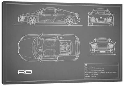 Audi R8 V10 Coupe (Grey) Canvas Art Print - Automobile Art