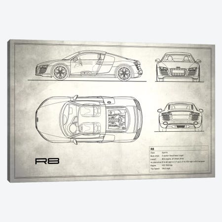 Audi R8 V10 Coupe (Vintage Silver) Canvas Print #RGN98} by Mark Rogan Canvas Art Print