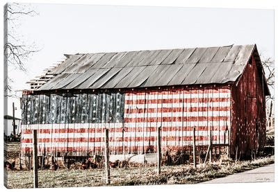 American Flag Barn Canvas Art Print - American Décor