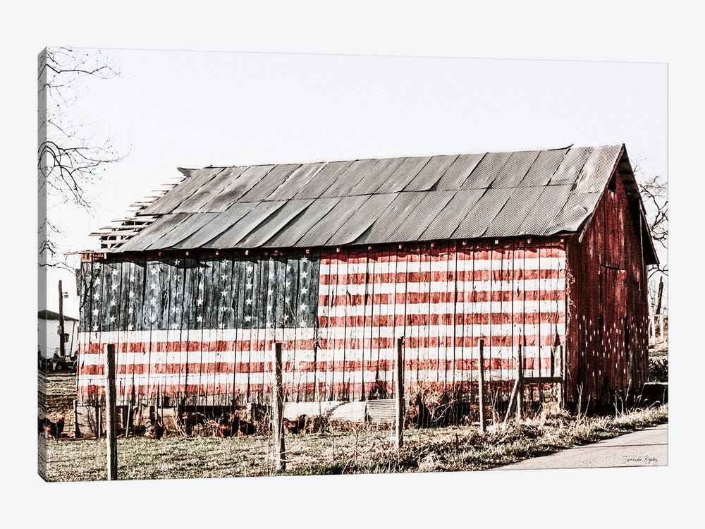 American Flag Barn by Jennifer Rigsby 1-piece Canvas Art