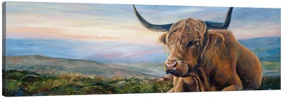 Peace At Dawn Canvas Art Print - Highland Cow Art