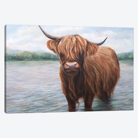 River Cow Canvas Print #RHC50} by Ruth Aslett Canvas Wall Art