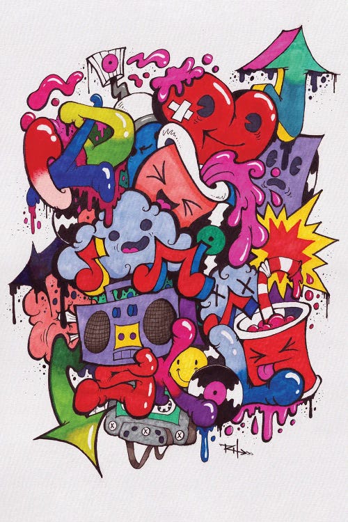 Old Skool Doodles by Ross Hendrick wall art