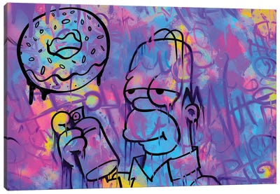 Homer Pop Art Donut Canvas Art Print - Animated & Comic Strip Characters