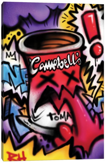 Spewing Graffiti Canvas Art Print - Campbell's Soup Can Reimagined