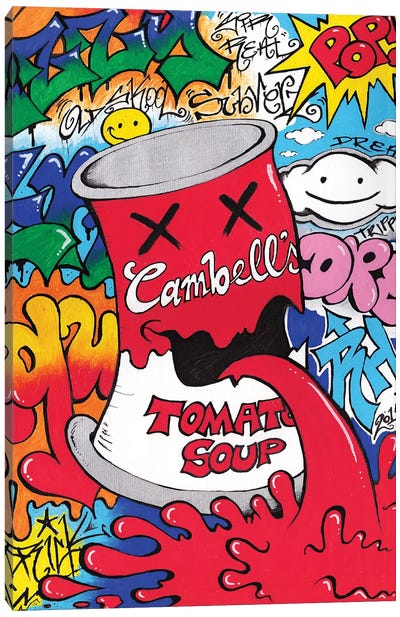 Spewing Sauce Canvas Art Print - Campbell's Soup Can Reimagined