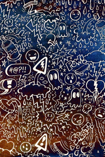 Ghosts: Doodles With White Outlines by Ross Hendrick