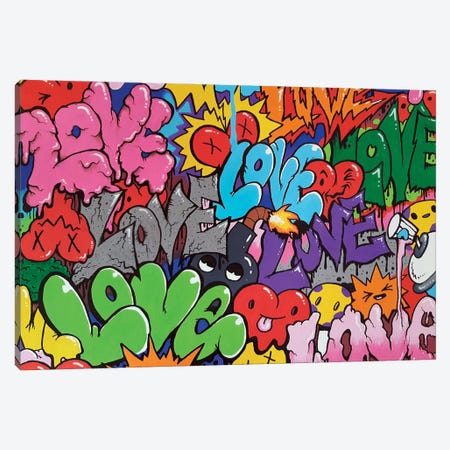 Graffiti Love Canvas Print #RHD5} by Ross Hendrick Canvas Wall Art