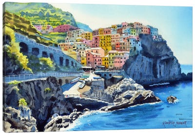 Colors Of Cinque Terre Canvas Art Print - Ramesh Jhawar
