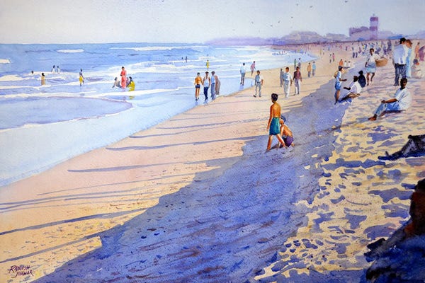 Ramesh Jhawar: Evening At Marina Beach by Ramesh Jhawar